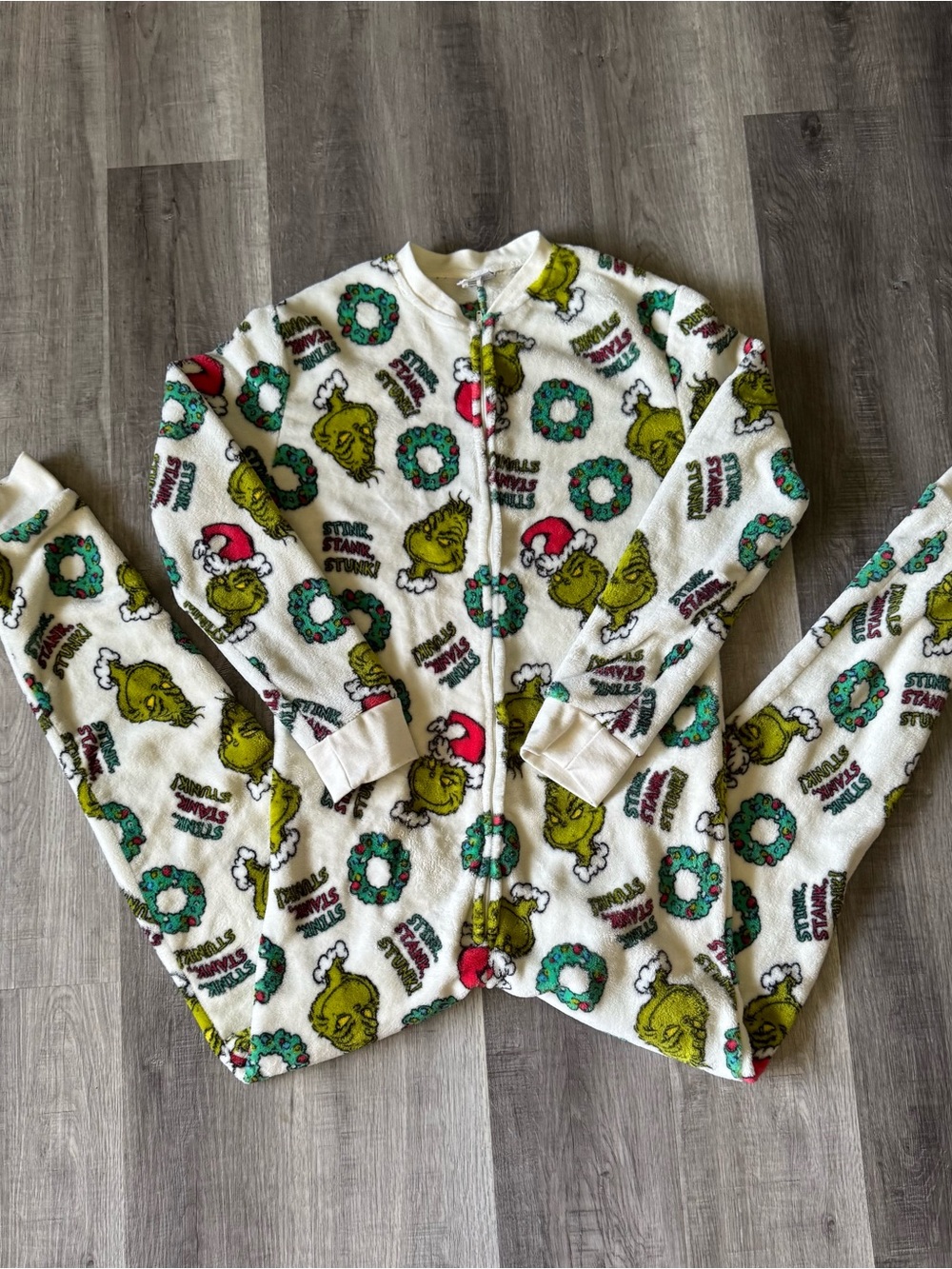 Dr Seuss The Grinch Christmas Pajamas Fleece Union Suit Onezie Man’s Small